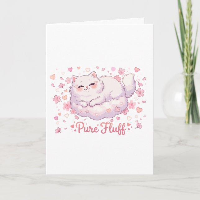 Carte Chat Mignon Kawaii Tout en Peluche (Devant)