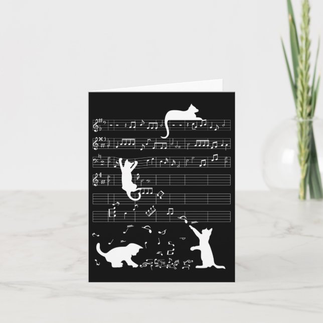 Carte Chat Mignon Kitty Jouant Note De Musique Clé Music (Devant)