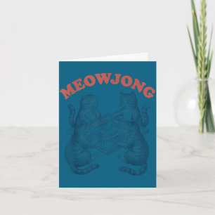 Carte Chat mignon meowjong jouant au mahjong rétro