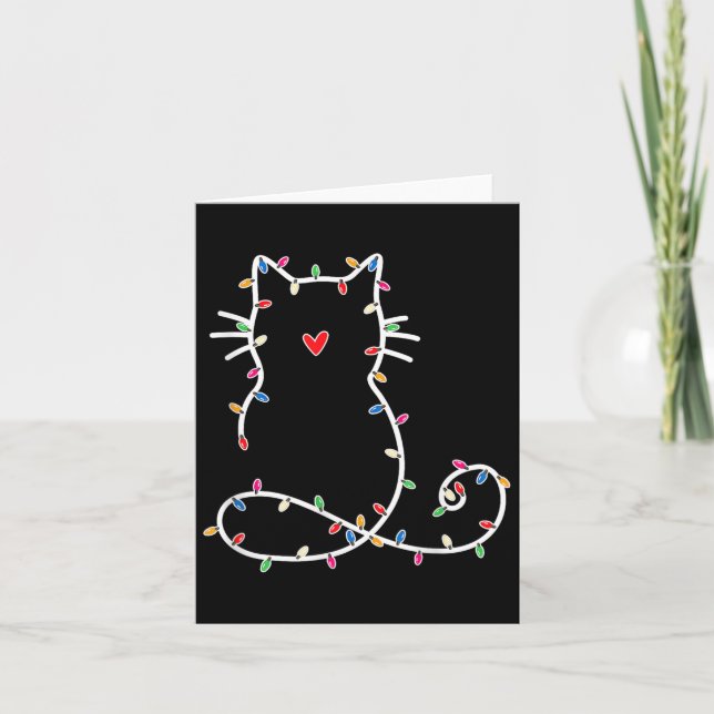 Carte Chat mignon Noël Light Amoureux des chats Maman Pa (Devant)