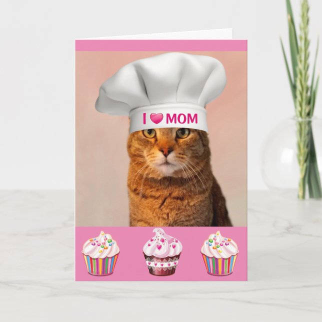 Carte Chat mignon "Pour maman" Anniversaire (Devant)