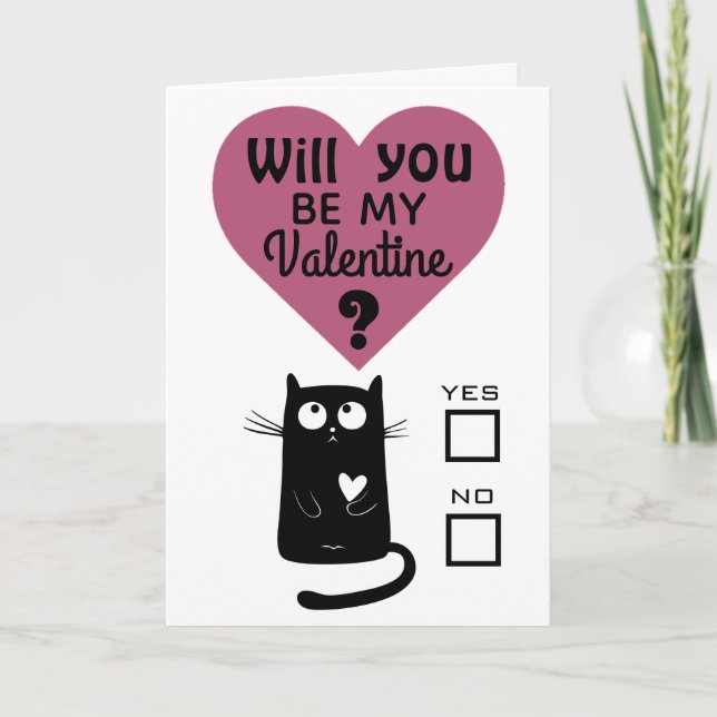 Carte Chat mignon Tu seras ma Saint Valentin (Devant)