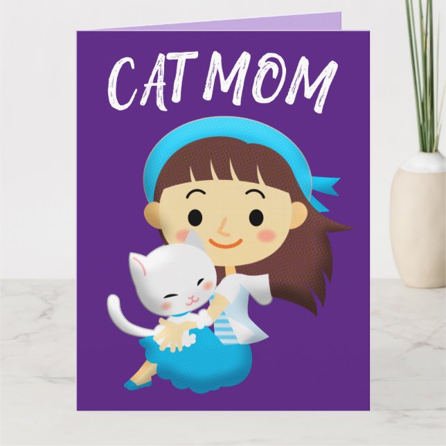 CARTE CHAT MOM ACTUELLEMENT ANNIVERSAIRE FRAMABLE GRANDE (Devant)