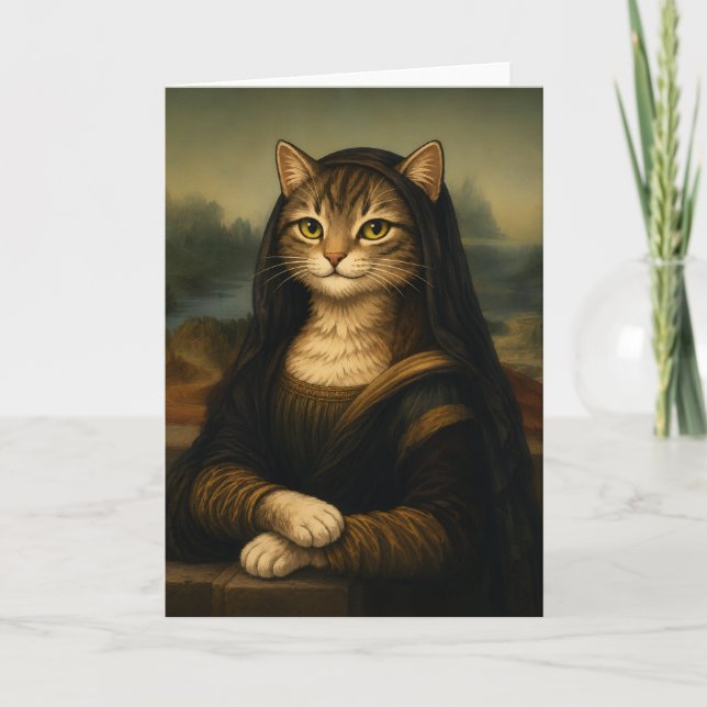 Carte Chat Mona Lisa Parodie Art Renaissance (Devant)