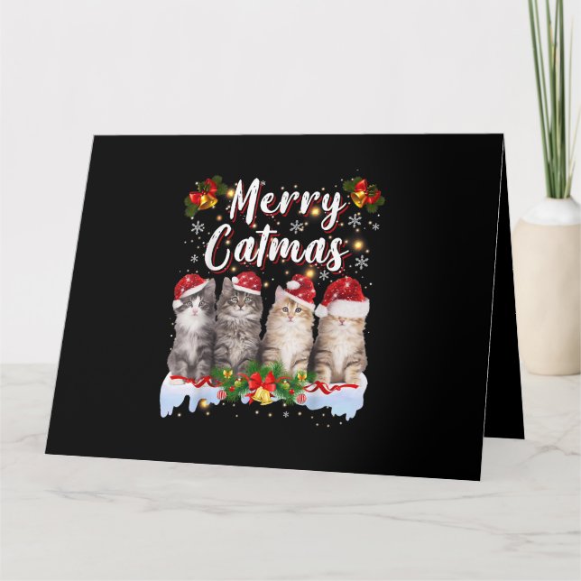 Carte Chat Noël Santa Hat Funny Joyeux Noël (Devant)