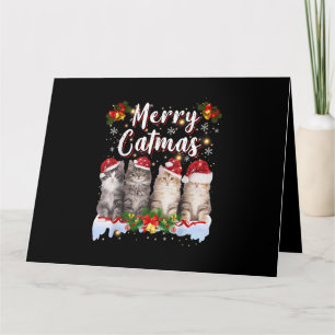 Carte Chat Noël Santa Hat Funny Joyeux Noël