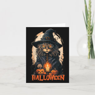 Carte Chat Noir Avec Chapeau De Sorcière Bougie Et Citro