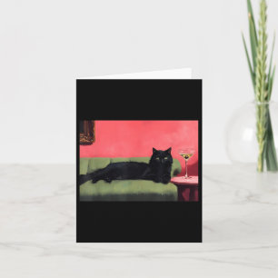 Carte Chat Noir Avec Martini Art Imprimer