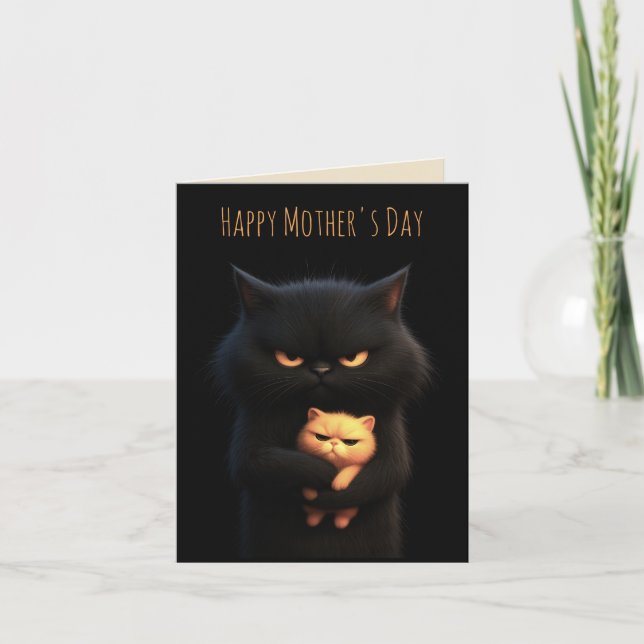 Carte Chat noir Bonne fête des Mères (Devant)