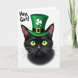 Carte Chat Noir Chapeau Vert