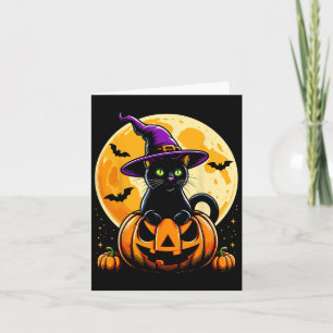 Carte Chat noir Citrouille d'Halloween