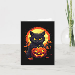Carte Chat noir citrouille Halloween Costume Vintage pou