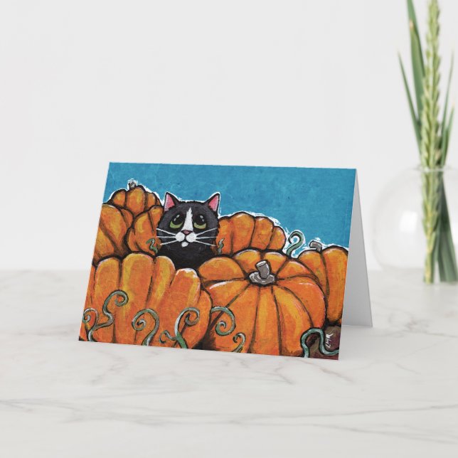 Carte Chat noir dans le Patch Citrouille Halloween (Devant)