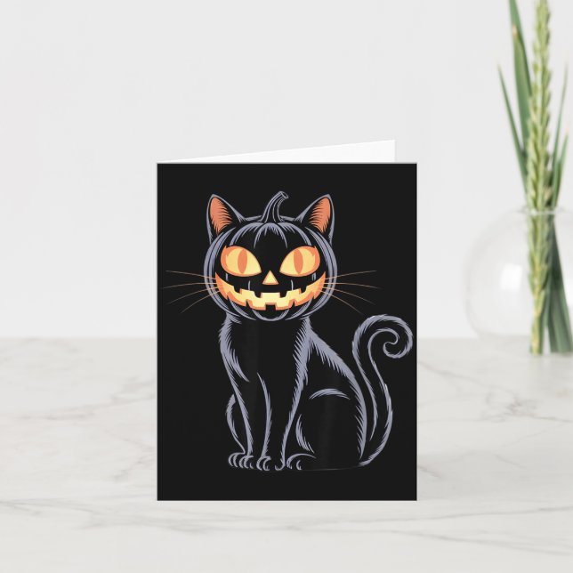Carte Chat noir de citrouille de Jack-O-Lantern d'Hallow (Devant)
