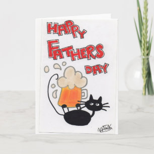 Carte Chat noir de fête des pères