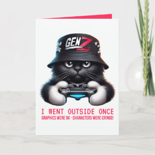 Carte Chat noir de gamer de la Gen Z drôle
