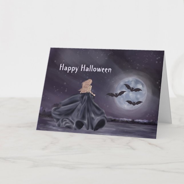 Carte Chat noir de la sorcière d'Halloween Citrouille Su (Créateur téléchargé)