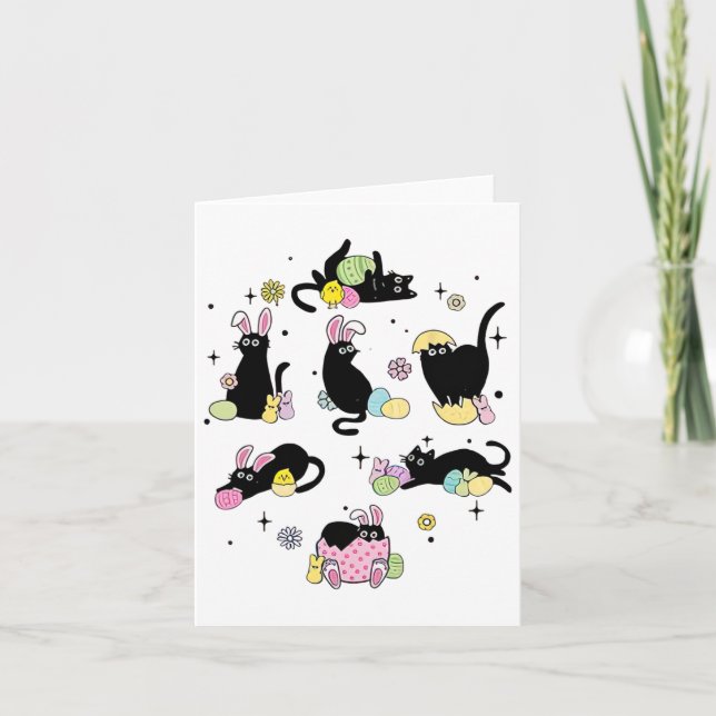 Carte Chat noir de Pâques amusant Oeuf de chat de Pâques (Devant)