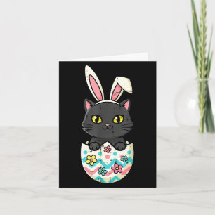 Carte Chat noir de Pâques dans un œuf chaton mignon fill