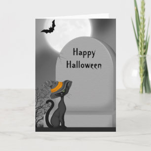 Carte Chat noir d'Halloween