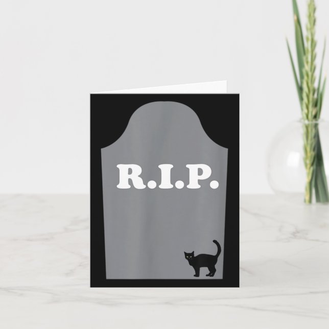 Carte Chat noir d'Halloween de tombe déchirée (Devant)