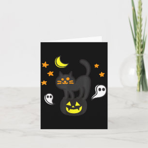 Carte Chat noir d'Halloween effrayant sur une citrouille