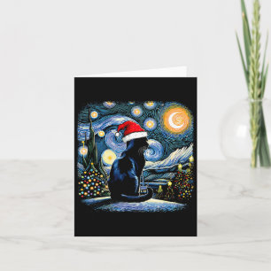 Carte Chat Noir Drôle Santa Hat Nuit de Noël Joyeux Ch