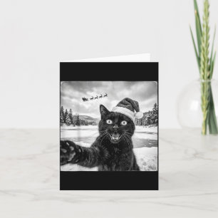 Carte Chat noir drôle selfie avec Santa Noël Hommes