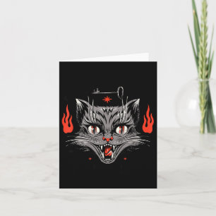 Carte Chat noir effrayant d'Halloween vintage