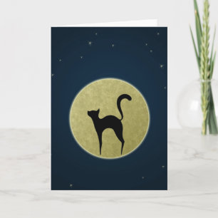 Carte Chat noir élégante silhouette et lune