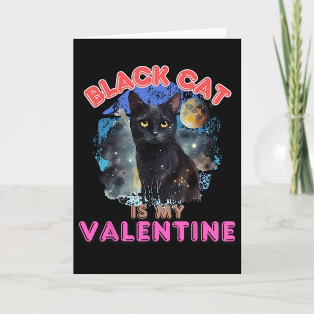 Carte Chat Noir Est Ma Saint-Valentin Citation Drôle Amo (Devant)