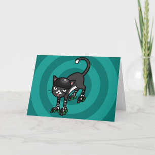 Carte Chat noir et blanc sur Rollerskates