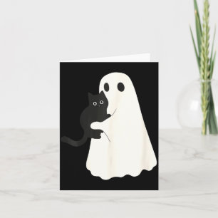 Carte Chat noir et chats fantômes Halloween Rétro