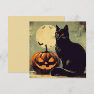Carte Chat noir et citrouille d'Halloween