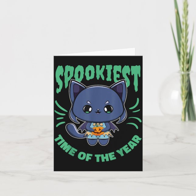Carte Chat noir et citrouille d'Halloween pour les amate (Devant)