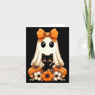 Carte Chat noir fantôme groovy d'Halloween