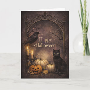 Carte Chat noir gothique Halloween