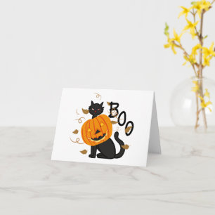 Carte Chat noir Halloween citrouille