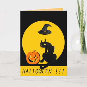 CARTE CHAT NOIR HALLOWEEN PARTY