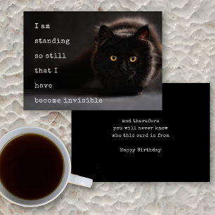 Carte Chat noir invisible Voeux d'anniversaire anonymes