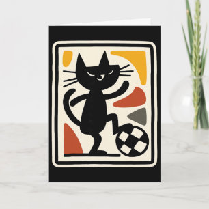 Carte Chat noir jouant au football Artwork de style spor