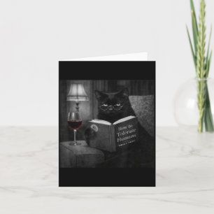 Carte Chat Noir Lisant un Livre Humour Photo Rétro de Ch