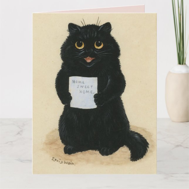 CARTE CHAT NOIR LOUIS WAIIS ART HELLO GREETING CARD (Devant)