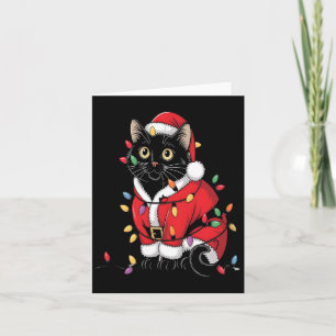 Carte Chat noir lumières d'arbre de Noël chaton drôle Pè