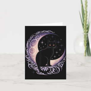 Carte Chat noir Lune Satanisme Démoniaque Diable Sorcell