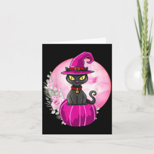 Carte Chat noir mignon d'Halloween sur citrouille pleine