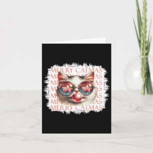 Carte Chat noir mignon drôle Meowny Noël Lumière Noël Ho
