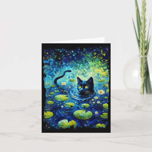Carte Chat Noir Monets Chat Nymphéa (Devant)