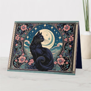 Carte Chat noir mystique Art Nouveau