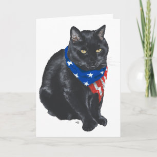 Carte Chat noir patriotique